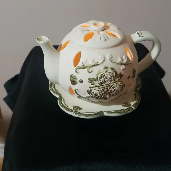 Party Lite Tea light CERAMIC tea Pot and Saucer - Picture 4 of 4